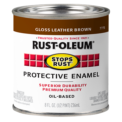 Rust-Oleum® Protective Enamel Brush-On Paint Gloss Leather Brown (Half Pint, Gloss Leather Brown)