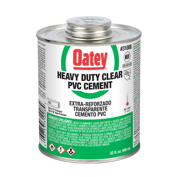 Oatey® PVC Heavy Duty Medium Set Clear Cement (16 oz)