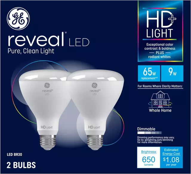 Skæbne sikkerhed Tolkning GE Lighting GE Reveal HD+ Color-Enhancing 65W Replacement LED Light Bulbs  Indoor Floodlight BR30 (2-Pack) - In Steubenville, OH - M&M True Value  Hardware