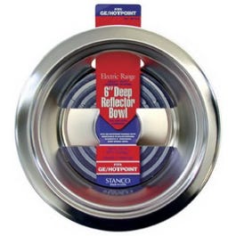 Electric Range Reflector Bowl, Deep Inset, Chrome, 6-In.