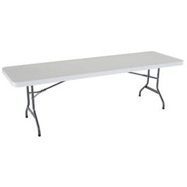 Folding Table, White Polyethylene With Steel Frame, 30 x 96-In.