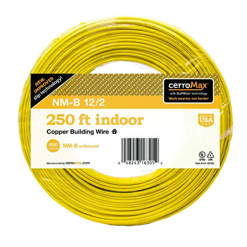 Marmon Home Improvement 147-1662-G 250-Foot 2-Conductor 12-AWG NMB Romex Wire Yellow (250', Yellow)