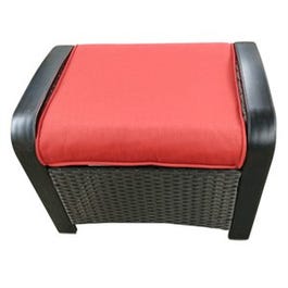 Siesta Key Ottoman, Wicker With Red Cushions