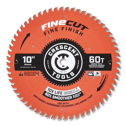 Crescent 10 x 60-Tooth FineCut™ Fine Finishing Circular Saw Blade