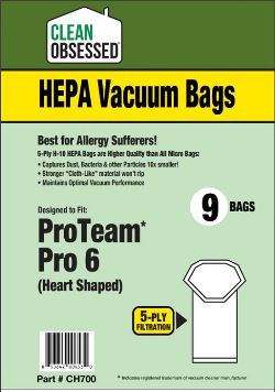 Clean Obsessed ProTeam Super Coach Pro 6 H-10 HEPA Vacuum Cleaner Bags