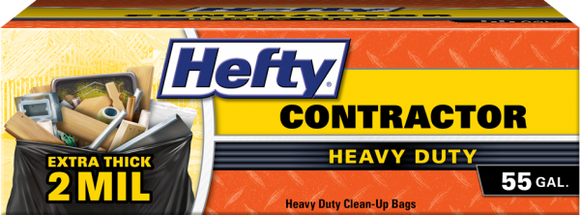 Hefty Contractor Extra Large Trash Bags Gray, 45-Gal., 22-Ct.