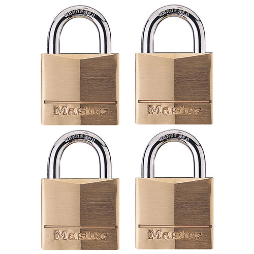 Master Lock Solid Body Padlock 1-9/16in (40mm) Wide Solid Brass Body Padlock; 4-Pack (1-9/16)