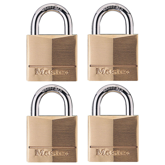 Master Lock Solid Body Padlock 1-9/16in (40mm) Wide Solid Brass Body Padlock; 4-Pack (1-9/16