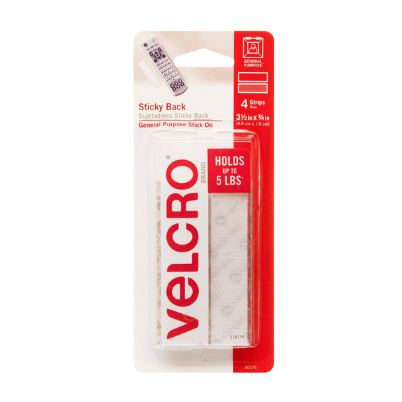 VELCRO® BRAND STICKY BACK STRIPS (White, 3-1/2 X 3/4 Inches)