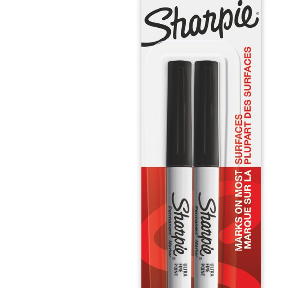 Sharpie Permanent Markers Ultra Fine Point (2 Count, Black)