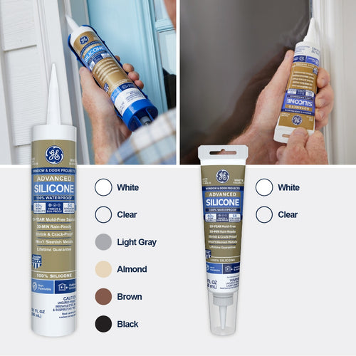 GE Advanced Silicone 2® Window & Door Sealant Clear, 2.8 Oz (10.1 oz, Clear)