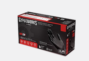 Ammex Gloveworks® Black Nitrile Industrial Gloves Latex Free (Black)