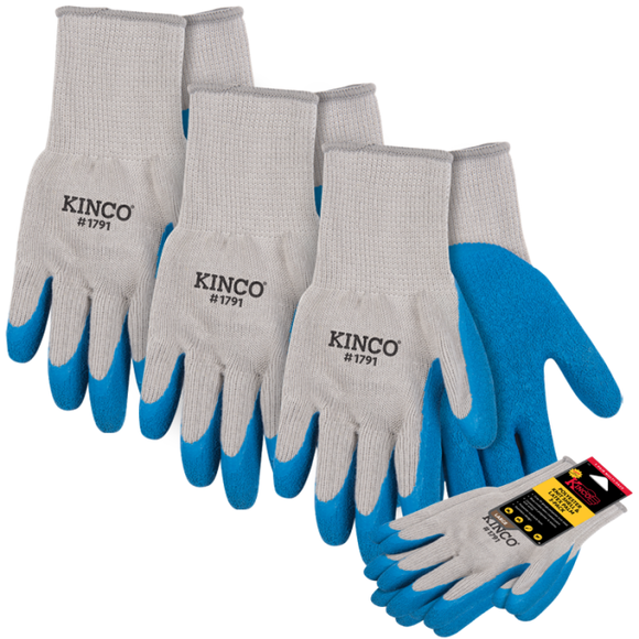 Kinco Polyester Knit Shell & Latex Palm Large Blue (Large, Blue)
