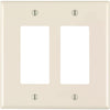 Leviton Decora 2-Gang Thermoplastic Nylon Mid-Way Rocker Wall Plate, Light Almond