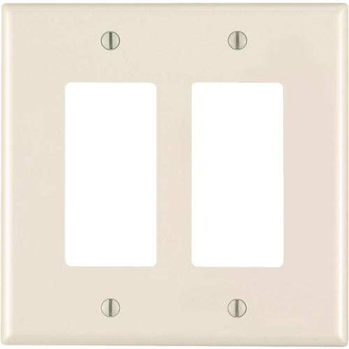 Leviton Decora 2-Gang Thermoplastic Nylon Mid-Way Rocker Wall Plate, Light Almond