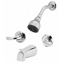 Shower Faucet + Showerhead, 2 Lever Handle, Chrome Finish