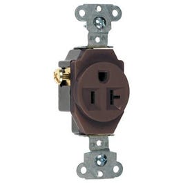 Single Outlet, Heavy-Duty, 2-Pole, 3-Wire Ground, Brown, 20-Amp, 125-Volt