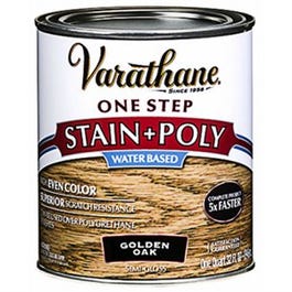 Stain & Polyurethane, Water-Based, Golden Oak, 1-Qt.