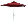 Steel Market Umbrella, 24-LED Lights, Red, 9-Ft.