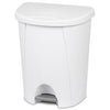 Step-On Wastebasket, White, 6.6-Gal.