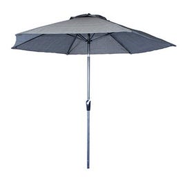 Stonington Market Umbrella, Gray/Blue Fabric, 9-Ft.