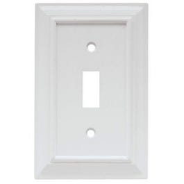 Toggle Wall Plate, 1-Gang, Wood Architectural, White MDF Material