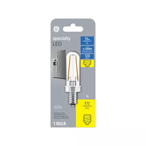 GE Specialty T6 LED Light Bulb Appliance Bulb 15 Watt Replacement E12 Candelabra Base