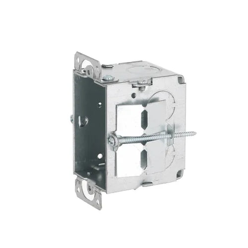 Hubbell 3 in. x 2 in. Switch Box, Gangable, 2-1/2 in. Deep, Eight 1/2 in. KO's, Tigergrip, Old work, Plaster Ears