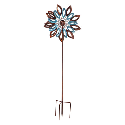 Evergreen 75 H Wind Spinner Copper and Verdigris Leaves