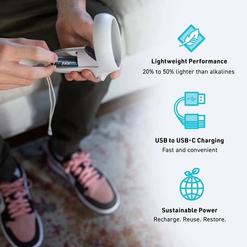 Pale Blue Earth AA USB-C Rechargeable Batteries