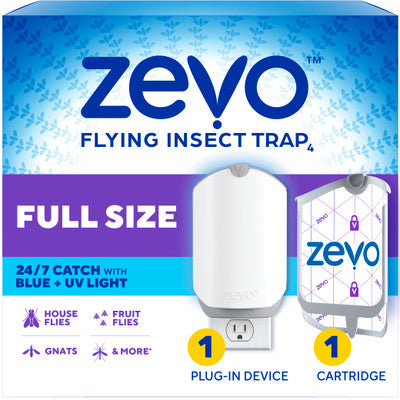ZEVO Flying Insect Trap, Fly Trap (1 Plug-In Base + 1 Cartridge) 3 in 1
