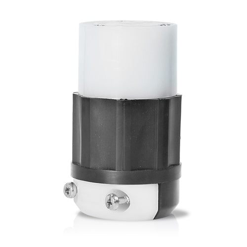 Leviton Locking Connector, 20 Amp, 125 Volt, Industrial Grade , Black & White
