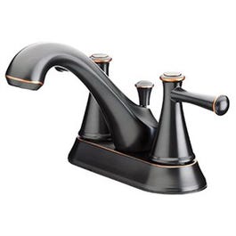 Centerset Lavatory Faucet With Pop-Up, 2 Zinc Lever Handles, Brushed Bronze