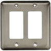 Decorator Rocker/GFI Wall Plate, 2-Gang, Stamped, Round, Satin Nickel Steel