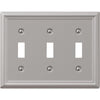 Amerelle Chelsea 3-Gang Stamped Steel Toggle Switch Wall Plate, Brushed Nickel