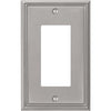 Amerelle Metro Line 1-Gang Cast Metal Rocker Decorator Wall Plate, Brushed Nickel