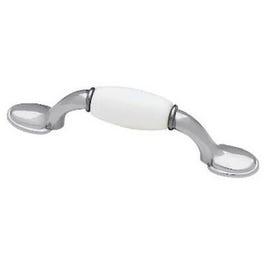 Chrome & Ceramic Insert Spoon Foot Cabinet Pulls, 3-In., 2-Pk.