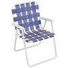 Folding Chair, Blue Webbing, White Steel Frame