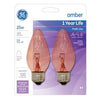 Decorative Light Bulb, Flame Shape, Amber, 25-Watts, 2-Pk.