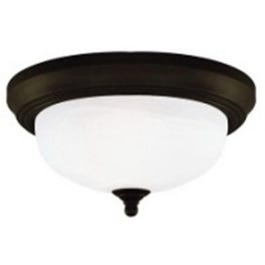 Ceiling Light Fixture, Indoor, Oil Rubbed Bronze & Frosted White Alabaster Glass, 60-Watt, 13 x 5.875-In.