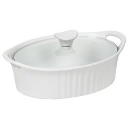 Casserole Dish with Glass Cover, Oval, French White III, 1.5-Qts.