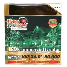 Christmas LED Light Set, T5, Commercial-Grade, Multi, 100-Ct.