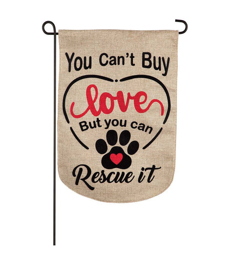 Evergreen You Can't Buy Love Garden Burlap Flag