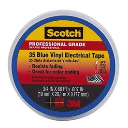 Electrical Tape, Blue Vinyl, Professional Grade, 3/4-In. x 66-Ft.