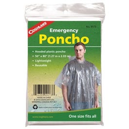 Emergency Poncho, Clear Polyethylene, One Size