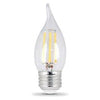 LED Chandelier Light Bulbs, Flame Tip, Soft White, Filament-Style, 500 Lumens, 6-Watts, 2-Pk.
