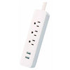 Power Strip, 2 USB Ports, Fabric-Covered Cord, Rose, 6-Ft.