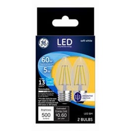 DecorativeLED Light Bulbs, Soft White, Clear, 500 Lumens, 5-Watts, 2-Pk.