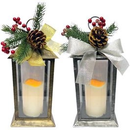 LED Candle Lantern Set, Silver & Gold, 11.3-In.