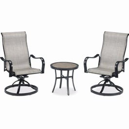 Chesapeake 3-Pc.Patio Chat Set, Gray/Beige With Pewter Aluminum Frame